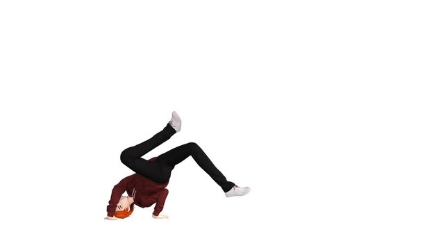 3D render : a male cartoon anime character is dancing with the white background