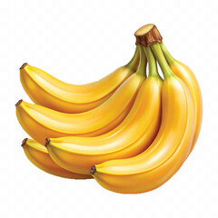 realistic yellow banana fruits isolated on transparent background