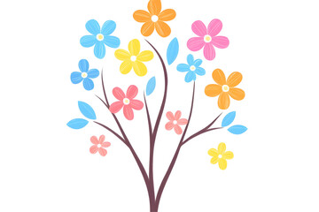 Colorful Flower Tree Illustration Isolated Background