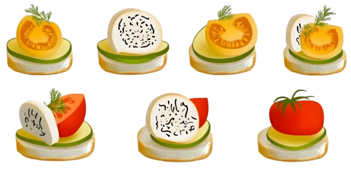 Colorful Food Illustration Of  Appetizers With  Transparent Background