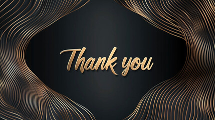 Elegant dark background with gold lines,  Thank you text