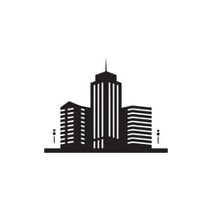Fototapeta premium City Skyline Icon, Urban Landscape with Skyscrapers and Buildings