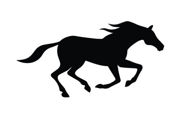 Fototapeta premium Black Horse Silhouette Vector. Running Stallion Graphic Clipart.