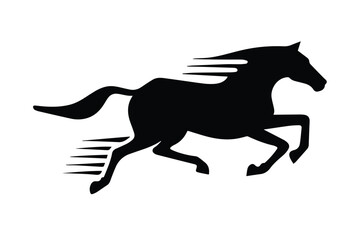Fototapeta premium Black Horse Silhouette Vector. Running Stallion Graphic Clipart.
