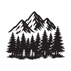 Obraz premium capped mountains behind forest vector illustration