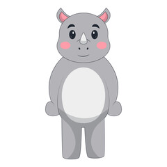 Fototapeta premium Cute Rhino Cartoon Illustration. Isolated Vector Character.