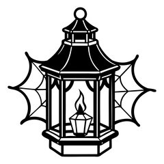 Halloween lantern with spiderwebs vector illustration for spooky season decorations and designs use 100 isolated on transparent background