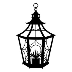 Vintage hanging lantern vector illustration for home decor and outdoor lighting design element silhouette isolated isolated on transparent background