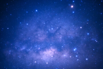 Night blue sky space background, Starry universe in dark blue sky, Milky way galaxy with stardust field in deep universe