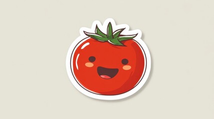 Cute Cartoon Tomato with Smiling Face