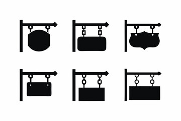 set of Sign icon silhouette vector illustration