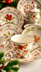 Fototapeta premium white table topped with a cup and saucer