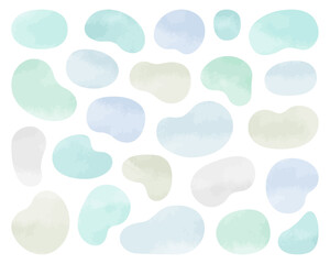 水彩風　フレーム　ころころ　枠　ふにゃふにゃ　セット　バリエーション　あしらい　ベクター　背景