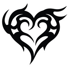 Tribal Heart Tattoo Design. Bold Abstract Love Symbol Ink Art.