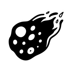 Black and White Illustration of a Comet hurtling through the Cosmic Void