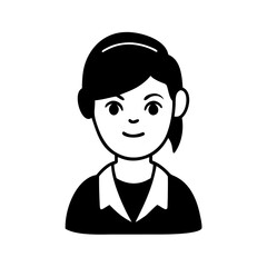 Monochrome vector portrait of a friendly young woman in professional attire