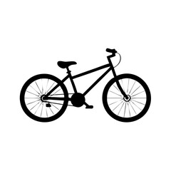 Black silhouette of a bicycle on a white background illustration art