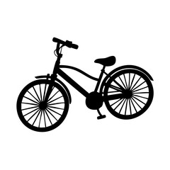 Silhouette of a bicycle with large tires and curved frame design