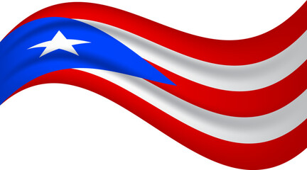 Puerto Rico wavy flag, waving flag vector illustration