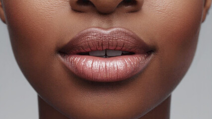 Kissable Lips: A captivating close-up captures the radiant, smooth beauty of full, soft lips, inviting intimacy and sensuality.