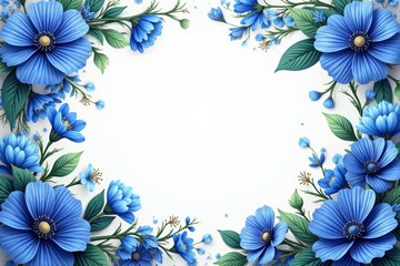 Vibrant blue floral design with intricate details, petals, decorative, summer