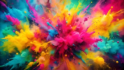 Fototapeta premium Chaotic Neon Watercolor Composition with Clashing Elements background image