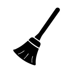 Simple black and white broom silhouette for cleaning purposes and house chores