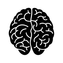 Silhouette of Human Brain Top View with Details Illustration and Science
