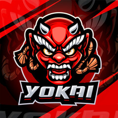 Yokai head esport mascot logo design