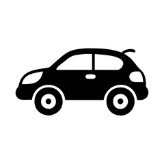 Simple black icon representation of a compact hatchback car profile view