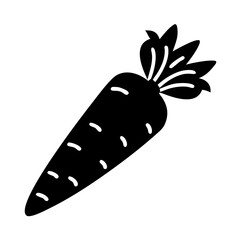 Silhouette of a carrot with leafy greens on top, ready to eat