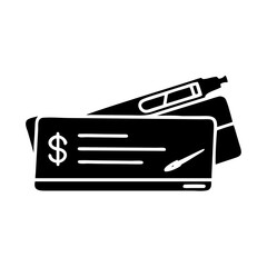 Illustration of a filled out check and a pen on top of it