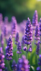 Fototapeta premium Vibrant purple lavender flowers blooming in a lush field, lavender, purple