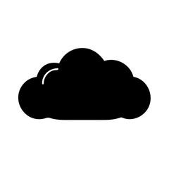 Silhouette of a fluffy black cloud against a stark white background image