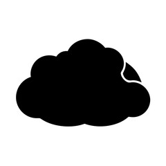 A simple black cloud icon on a stark white background illustration
