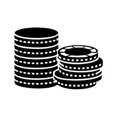 Silhouette of Casino Chips Stacked High, Depicting Risk and Wealth
