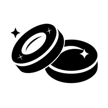 recommend clip art: Two shiny coins or medallions overlapping each other in a minimalist style
