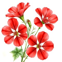 Fototapeta premium watercolor illustration vector of red geranium red flowers