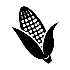 Monochrome graphic representation of an ear of corn with husk leaves