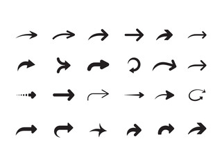 Set of various black arrows for graphic design