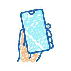 smartphone gadget in hand icon doodle illustration