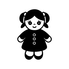 Minimalist vector art illustration of a stylized cute little girl doll