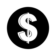 Minimalist dollar sign in black circle representing finance and economics