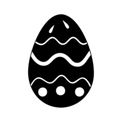 Abstract Black and White Easter Egg with Wavy Lines and Circles Pattern