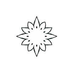 Obraz premium Simple Black Line Art Flower Mandala Design