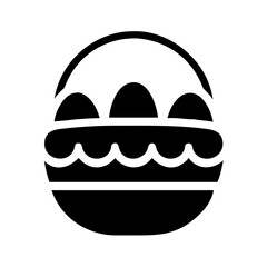 Easter basket with eggs silhouette icon perfect for spring holiday season