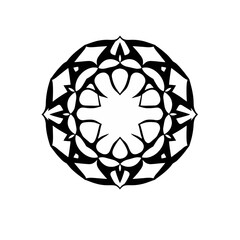 Circular Black and White Mandala Design Element