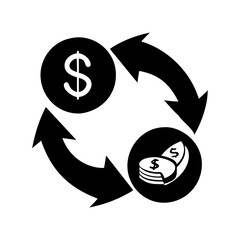 Money Exchange Icon Depicting Financial Circulation and Investment Cycle