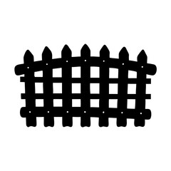 Stylized Silhouette Illustration of a Black Wooden Fence with Pointed Pickets