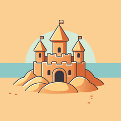 Sand Castle Cartoon Vector Icon Illustration. Object Nature Icon Concept Isolated Premium Vector. Flat Cartoon Style
